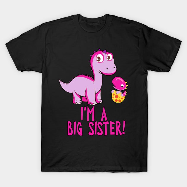 I'm A Big Sister with Pink Dinosaurs T-Shirt by tropicalteesshop